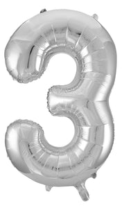 Giant Silver 86cm Helium Balloon Numbers