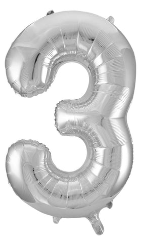 Giant Silver 86cm Helium Balloon Numbers